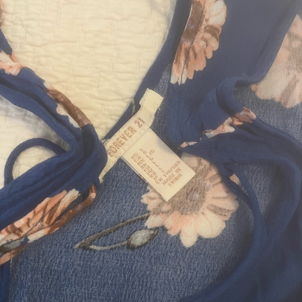 Women's Size L Blue Floral Sleeveless dress - Picture 7 of 8
